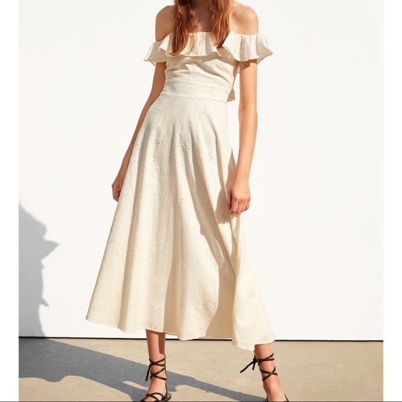 zara cream midi dress